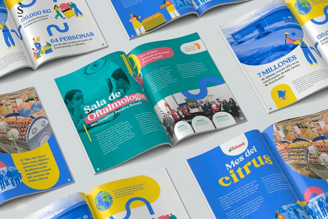 Grupo Disco Uruguay — Memoria impresa 2023, mockup de varias páginas