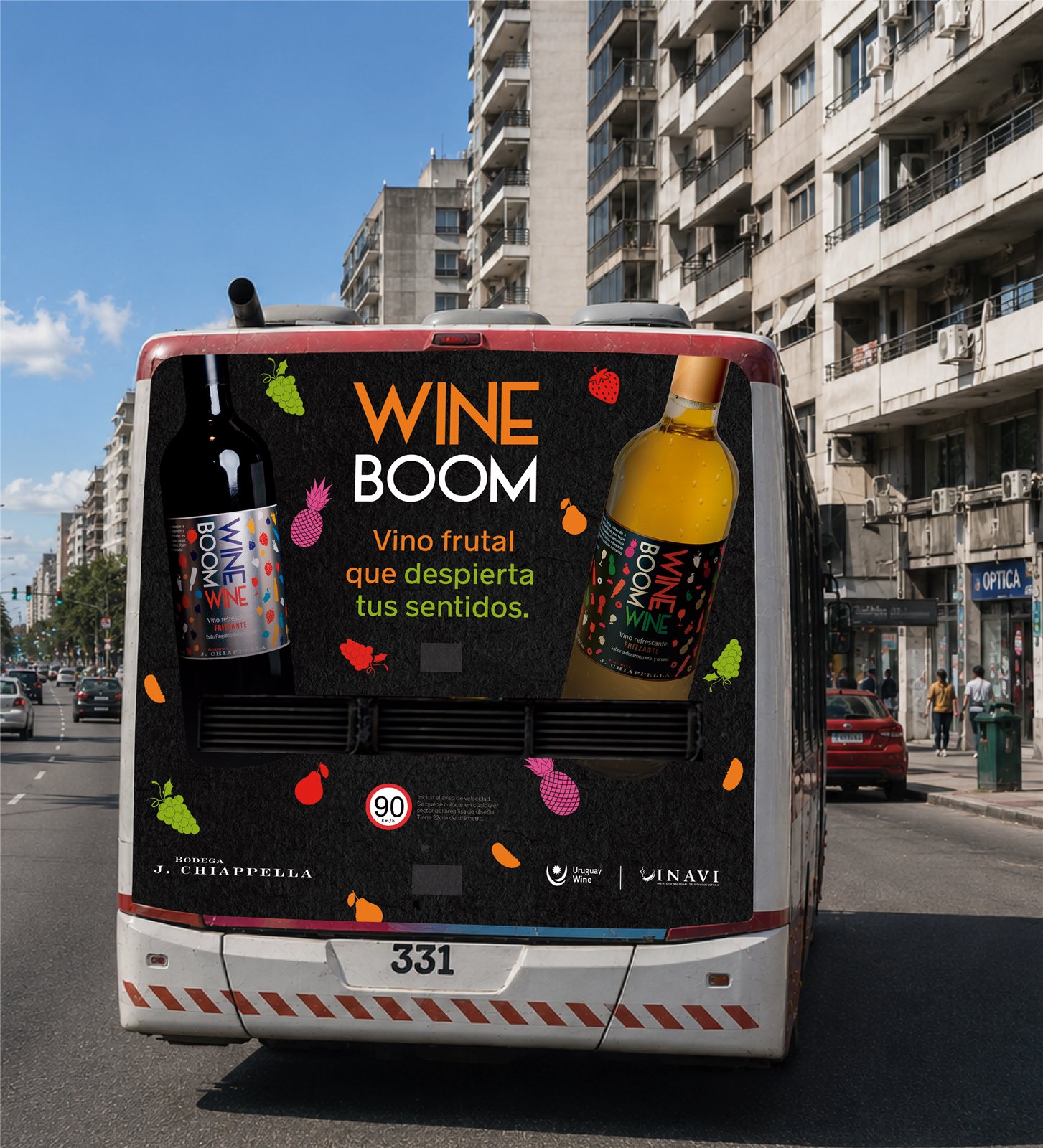 Wine Boom — pieza 3 aplicada en bus